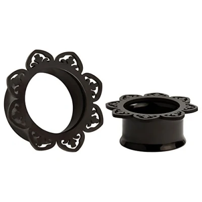 Abbildung von KUBOOZ Ohr Piercing aus Edelstahl, Flesh Tunnel, doppelt, Flared Ohr, Sattel 8 20 mm, Edelstahl