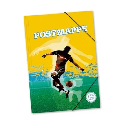 Abbildung von itenga Postmappe aus stabilem Kunststoff PP Gummizugmappe mit Motiv DIN A4 Gummizugverschluss Sammelmappe Eckspanner (Fussball)