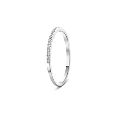 Abbildung von MIORE Schmuck Damen 0.09 Ct Diamant Eternity/Ewigkeitsring mit 18 Diamanten Brillanten Ring aus Weißgold 14 Karat / 585 Gold