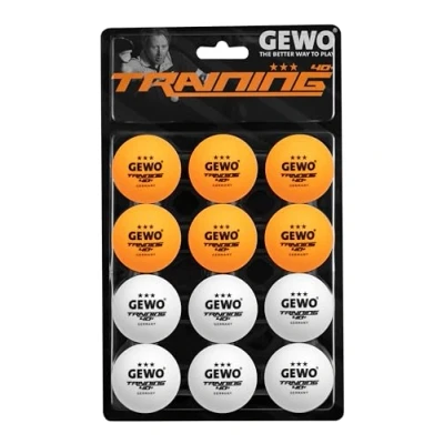 Abbildung von GEWO Training 40+ Tischtennisbälle 3 Sterne Tischtennis Ball aus ABS Plastik mit Naht Hochwertige Trainingsbälle, Durchmesser 40+mm, Vorratspackung 12 Stück, orange und weiß gemischt