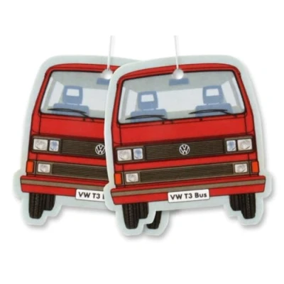 Abbildung von BRISA VW Collection Volkswagen T3 Bulli Bus Luft Erfrischer, Duft Spender, Baum fürs Auto/KFZ (Vanille/Rot/2ER Set)