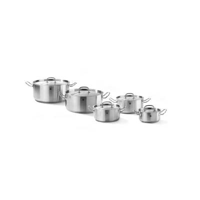 Abbildung von HENDI Kochtopf 1,5 Liter mit Deckel Edelstahl ø 16 x 7,5 cm für Induktion Gas Elektro Ceran Herd punktgeschweißte Griffe, Gastro Fleischtopf