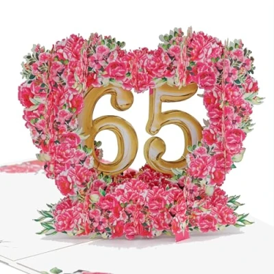 Abbildung von Favour Pop Up® NEU romantische Glückwunschkarte zum runden 65. Geburtstag. Ein filigranes Kunstwerk in perfekter 3D Optik XP065