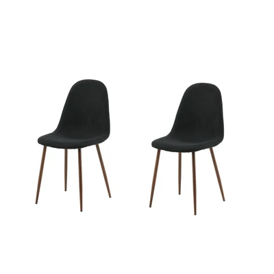 Abbildung von Venture Home Esszimmerstuhl "Polar, 2er-Set Esszimmerstühle in Schwarz-Stoff, Walnussbeine, 150 kg" () 2 Stk.Polsterstuhl, Stoffbezug, Walnuss-Optik-Beine, abgerundet, einladend