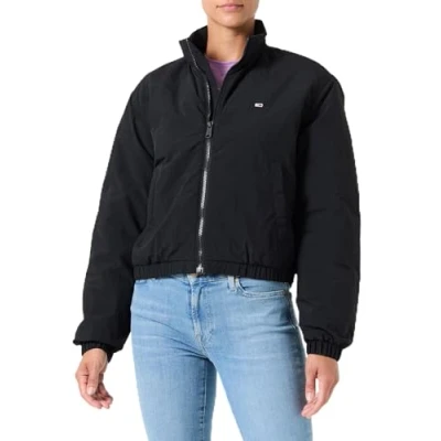 Abbildung von Tommy Jeans Damen Jacke Essential Padded Jacket Übergangsjacke, Schwarz (Black), M