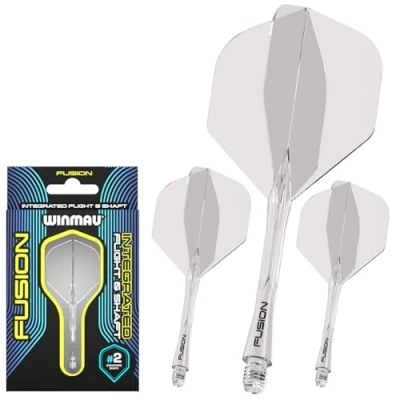 Abbildung von WINMAU Darts Fusion Integrated Flight &amp; Shaft System No.2 Shape Design Klare Farbe, Intermediate Länge