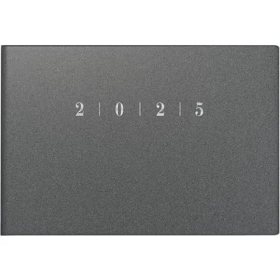 Abbildung von rido/idé Taschenkalender Modell Septimus (2025), 2 Seiten = 1 Woche, A6 quer, 128 Seiten, Kunststoff Einband Reflection, grau