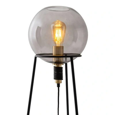Abbildung von näve Tischleuchte »Stelo«, 1 flammig, Leuchtmittel E27 wechselbar, Glas Ball rauchoptik, Gestell: Metall (Eisen) schwarz, 71cm hoch