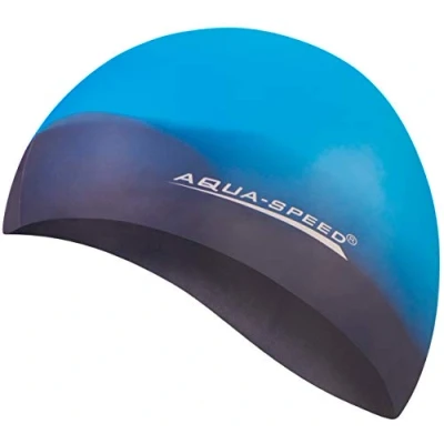 Abbildung von Aqua Speed Bunt Bademütze + Kleines Mikrofaserhandtuch Damen &amp; Herren reißfeste Badekappe Badehaube Schwimmhaube Wettkampf für Erwachsene Swimming Cap Kids Silikon 03. / 69