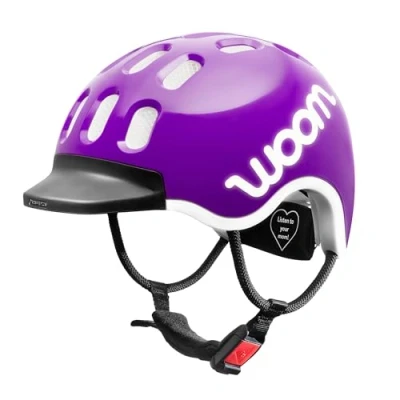 Abbildung von woom Kids Helm, Fahrradhelm für Kinder, mit Visier, Jungen und Mädchen, 4650 cm, Größe XS, Verstellbar, Aufprallschutz, Lila (Purple Haze)