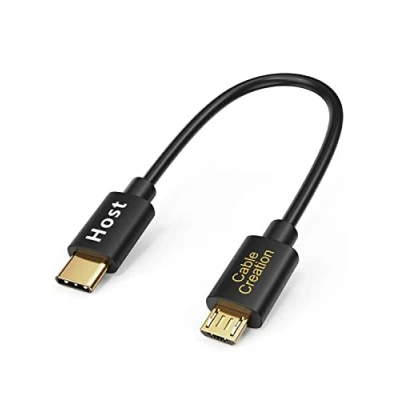 Abbildung von CableCreation USB C auf Micro Kabel OTG, 20cm C(Typ C) zu 2.0 Kabel, kurzes für Apple MacBook, Chromebook Pixel, Android Phones, Galaxy S8/S8 Plus usw, Schwarz