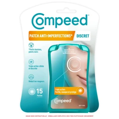 Abbildung von Compeed Unvollkommene Pflaster * diskret Hydrokolloid ideal für diskrete Verwendung am Tag gezielte Unvollkommenheiten 15 Patches 1,5 x cm Mitesser und kleine Pickel