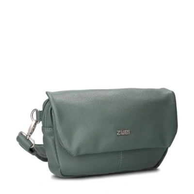 Abbildung von Zwei Damen Hip Bag Mademoiselle.M MH40 Crossbody 2 Liter Volumen, kleine Messenger als Hüfttasche, Bauchtasche oder Brusttasche zu tragen, klassisch elegant (Eucalyptus)