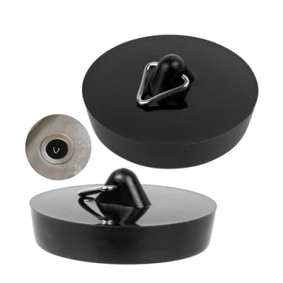 Abbildung von Universal Stöpsel Set, 2 Pack, in Schwarz, Ø 44 auf 36 mm Oberseite Unterseite, Gummi Ablauf Stopfen für 1 1/2&quot; 3/4 Zoll Ventiloberteile, Abflussstöpsel, Waschbeckenstöpsel, Badewannenstöpsel