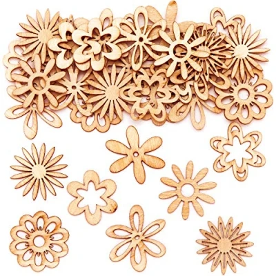 Abbildung von Baker Ross Blumen Mini Holzformen AT474, 45 Stück, Osterbasteln, Basteln für Kinder