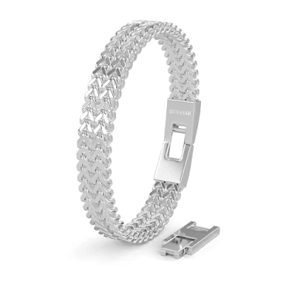 Abbildung von SERASAR Armbänder für Herren Edelstahl Armband Silber Männer Armreif Arm Schmuck Armkette Flecht Armbändchen Bracelet