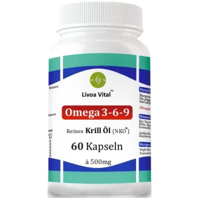 Abbildung von NKO Krillöl Kapseln Omega 3 Krill Hochdosiert Hohe Bioverfügbarkeit mit Astaxanthin, Antioxidantien &amp; Vitamin E 60 Stk. 500mg pro Kapsel