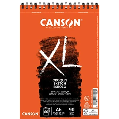 Abbildung von CANSON XL Croquis Spiralblock C200787220: DIN A5 60 Blatt 90 g/m² Skizzenblock in cremeweiß spiralgebunden für Trockentechniken geeignet