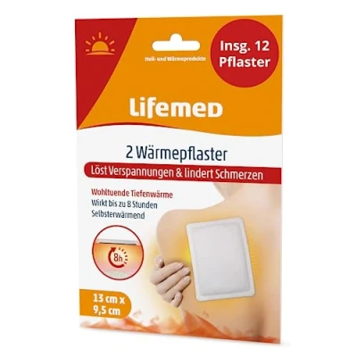 Abbildung von Lifemed Wärmepflaster für Rücken, Schultern und Nacken Schmerzpflaster bei Rückenschmerzen, Regelschmerzen Wärmekissen, Wärmegürtel Rückenretter ohne Arzneimittelwirkstoff (12 Pflaster)