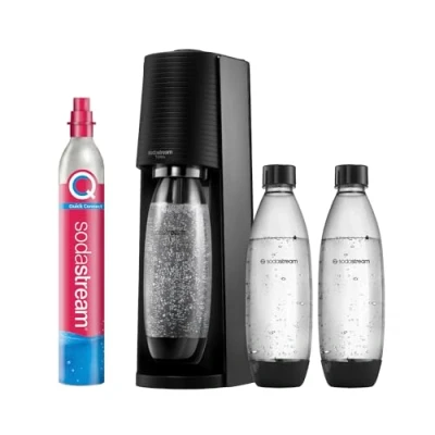 Abbildung von SodaStream Wassersprudler TERRA Promopack mit CO2 Zylinder und spülmaschinenfeste Kunststoff Flasche, Schwarz, Höhe 44cm