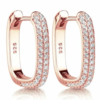 Abbildung von Materia Creolen rosegold mit Zirkonia Steinen 925 Silber Ohrringe eckig vergoldet SO 482 rose