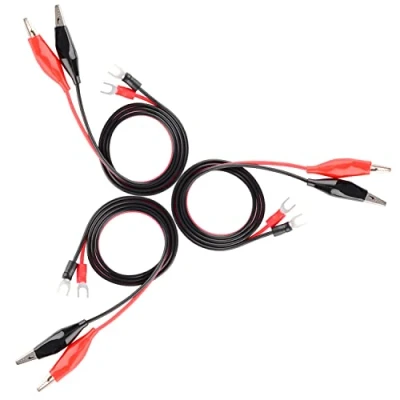 Abbildung von stonylab Electronics Krokodilklemme an Flachstecker Messleitungen, 6 Pack 50 cm Messleitungen Patchkabel mit Isolierter Krokodil Testklemme und Spaten Stecker