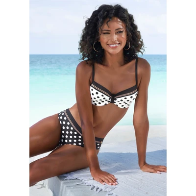 Abbildung von Lascana WIRE Bandeau Bikini black/offwhite, Damen, Größe: 36xC, Black/off white