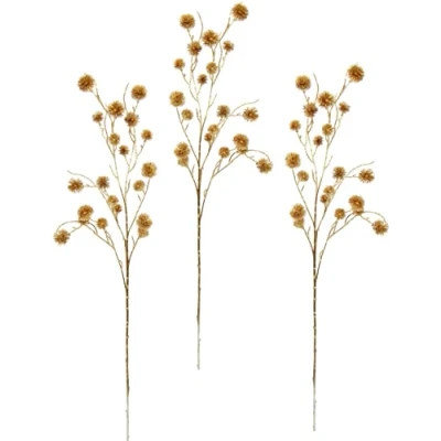Abbildung von Künstlicher Mini Distelzweig rosé Metallic 3er Set Kunstzweig Deko Pflanze Edeldistel Zweig Weihnachtsdeko Einzelblume Winterblume Kunstblumen Künstliche Blumen Plastikblumen Kunstpflanze AST