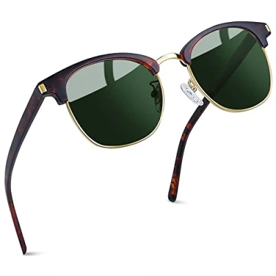 Abbildung von Joopin Retro Halbrahmen Sonnenbrille Herren Grün Polarisiert UV400 Schutz Große Damen Rechteckig Polarized Sunglasses Unisex für Autofahren Reisen Angeln(Grün G15)