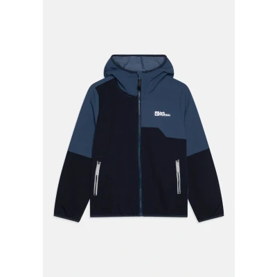 Abbildung von Jack Wolfskin Turbulence Hooded Unisex Softshelljacke für Kinder, Größe: 116, Night blue