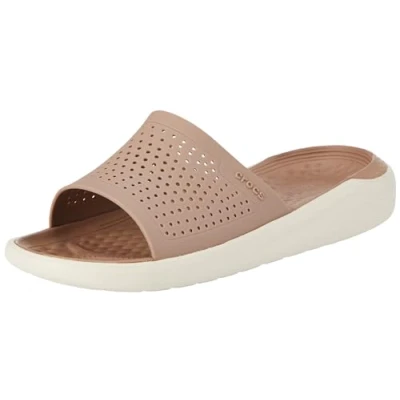 Abbildung von Crocs Unisex Literide Slide Flache Sandalen, Latte Stucco, 37/38 EU