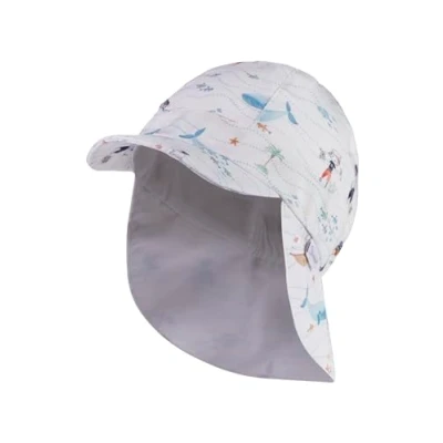 Abbildung von Sterntaler Schirmmütze mit Nackenschutz Maritim für Jungen Baby Mütze UV Schutz 30 Druckmuster Sonnenkappe aus Baumwolle weiß, 47