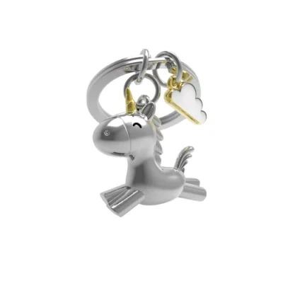 Abbildung von Meta[l]morphose MetallmorPHOSE Schlüsselanhänger, Einhorn, silberfarben, mit Charm Anhänger, Wolke Gold und Weiß MTM119 01