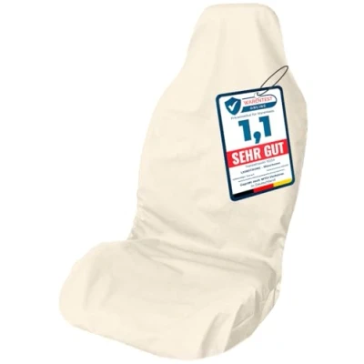 Abbildung von LIONSTRONG® Autositzschoner Vordersitz universell kompatibel [WASSERDICHT] Autositzbezüge Vordersitze Sitzschoner Sitzbezüge Auto Autositz Sitzschutz Werkstattschoner (Polyester beige)