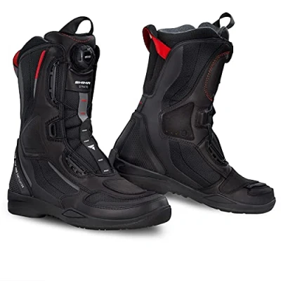 Abbildung von SHIMA STRATO Motorradstiefel Herren und Damen Motorrad Wasserdicht Stiefel Tourenstiefel Schuhe Männer Leder Schwarz (Damen, Vented, 37)