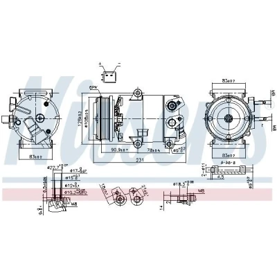 Abbildung von NISSENS 890588 Kompressor VS16X 12 PAG 46 R 134a FORD: Grand C Max, FOCUS 3, 3 Turnier