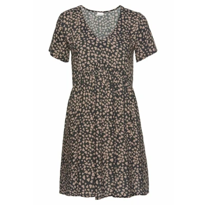 Abbildung von Lascana Freizeitkleid, Damen, Größe: 36, Schwarz/cognac/bedruckt