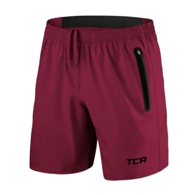 Abbildung von TCA Herren Elite Tech Leichte Laufhose Gymshorts Trainingsshorts und Laufshorts mit Reißverschlusstaschen Sporthose Kurz Rot, L