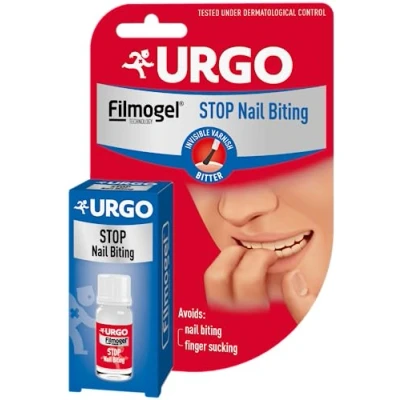 Abbildung von Urgo Stop Nägelkauen durchsichtiger und bitter schmeckender Nagellack bei abgekauten beschädigten Nägeln Daumenlutschen ab 3 Jahren 9 ml 40 Anwendungen