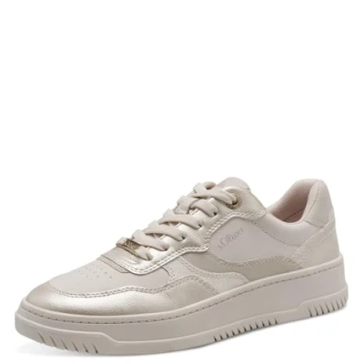 Abbildung von s.Oliver Damen Plateau Sneaker zum Schnüren Vegan, Beige (Beige Comb), 39 EU