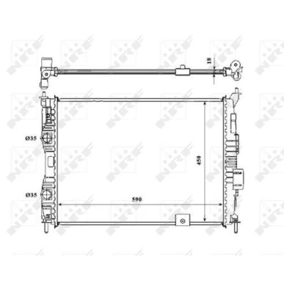 Abbildung von NRF 53846 Kühler, Motorkühlung Aluminium 590 450 18 Kühlrippen gelötet NISSAN: Qashqai / Qashqai+2 I