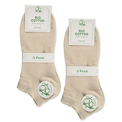 Abbildung von 6 Paar Sneaker Socken Bio Baumwolle Damen Herren ohne Naht mit Komfortbund WP (Beige 35 38)