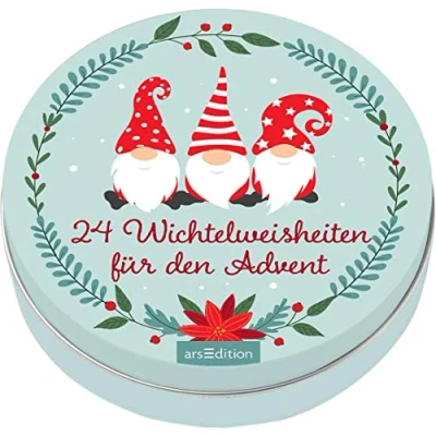 Abbildung von Adventskalender in der Dose. 24 Wichtelweisheiten für den Advent: Liebevolle Botschaften erwachsene Wichtel Fans