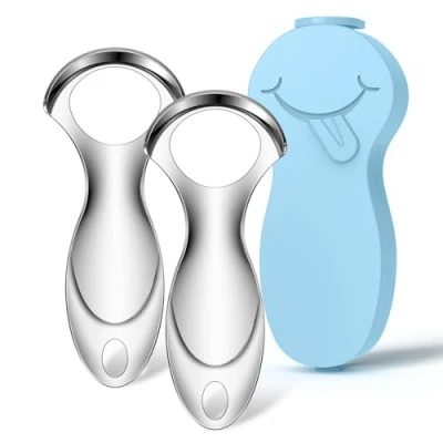 Abbildung von RONAVO Zungenreiniger(2024) für Erwachsene Zungenschaber Edelstahl Mundgeruch Bekämpfen Metall Tongue Scraper Cleaner Zungenbürste Mundhygiene Produkt