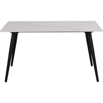 Abbildung von AC Design Furniture Wilford Esstisch für 6 Personen, Weiße Tischplatte, Schwarze Metallbeine, Hitze und Kratzbeständige Keramikplatte, Rechteckiger Esstisch, B: 140 x H: 75 T: 80 cm