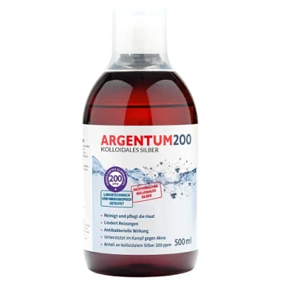 Abbildung von Argentum 200 200HERBALS® Kolloidales Silber ppm Argentum200 500ml I kollodiales Silberwasser Nano Partikel Gesichtswasser 500 ml
