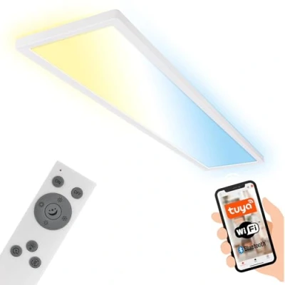 Abbildung von BRILONER LED Deckenlampe 98cm flach Smart Home, funktioniert mit Alexa, Fernbedienung, Lampe, Deckenleuchte, Wohnzimmerlampe, Panel, Küchenlampe, Schlafzimmerlampe, 98x20x3 cm, Weiß