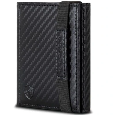 Abbildung von VON HEESEN Slim Wallet mit RFID Schutz Geldbörse Herren klein Mini Geldbeutel Damen Portmonee Kartenetui Echtleder Karten Portemonnaie Leder Kreditkartenetui Carbon Schwarz