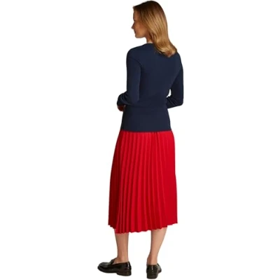 Abbildung von Tommy Hilfiger SLIM Henley Langarmshirt, Damen, Größe: XXS, Dark night navy