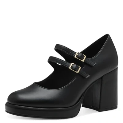 Abbildung von MARCO TOZZI Damen Pumps mit Riemen Plateausohle Vegan, Schwarz (Schwarz), 40 EU